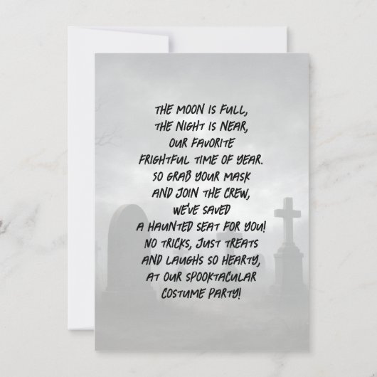 Grim Reaper Halloween Party Kaart (Achterkant)