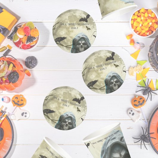 Grim Reaper Halloween Party Ronde Kartonnen Onderzetter