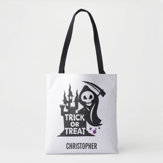 Grim Reaper Halloween Persoonlijke Trick or treat Tote Bag (Voorkant)