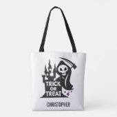 Grim Reaper Halloween Persoonlijke Trick or treat Tote Bag (Achterkant)