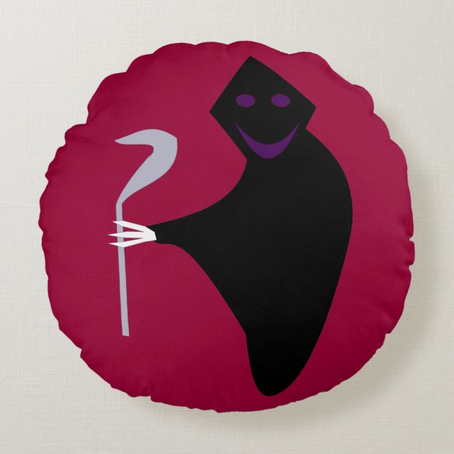 Grim Reaper Halloween Pillow Rond Kussen (Voorkant)
