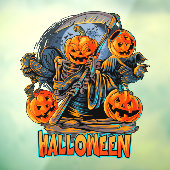 Grim Reaper Halloween Pompoen Hoofd  Raamsticker (Vel 3)