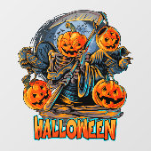 Grim Reaper Halloween Pompoen Hoofd Raamsticker (Vel)