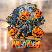 Grim Reaper Halloween Pumpkin Head Raamsticker (Vel 2)