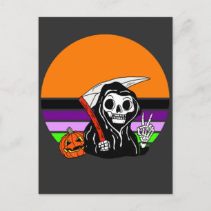 Grim Reaper - Halloween Sunset Jack O'Lantern Briefkaart