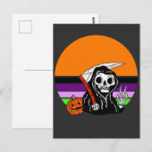 Grim Reaper - Halloween Sunset Jack O'Lantern Briefkaart (Voorkant / Achterkant)