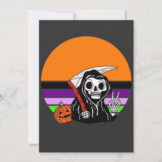 Grim Reaper - Halloween Sunset Jack O'Lantern Kaart (Voorkant)