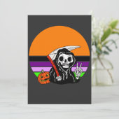 Grim Reaper - Halloween Sunset Jack O'Lantern Kaart (Staand voorkant)