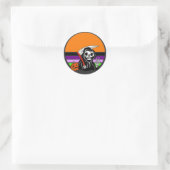 Grim Reaper - Halloween Sunset Jack O'Lantern Ronde Sticker (Tas)