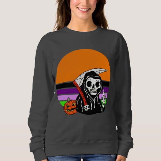 Grim Reaper - Halloween Sunset Jack O'Lantern Trui (Voorkant)