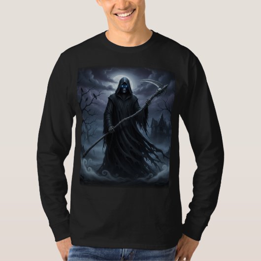 Grim Reaper Halloween T-shirt met lange mouwen Uni (Voorkant)