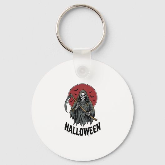 Grim Reaper Halloween Vintage Gravure Kunst_1 Sleutelhanger (Voorkant)