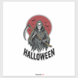 Grim Reaper Halloween Vintage Gravure Kunst_1 Sticker