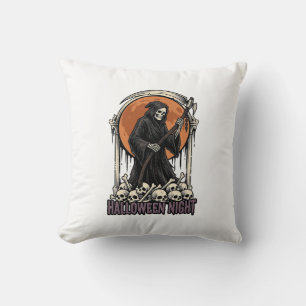 Grim Reaper Halloween Vintage Gravure Witte T-shir Kussen