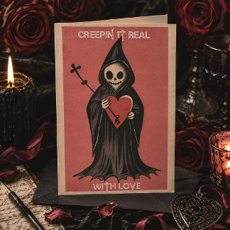 Grim Reaper Hart Gotische Valentijnsdag Feestdagenkaart