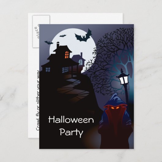 Grim Reaper Haunted Halloween Party Uitnodiging (Voorkant / Achterkant)