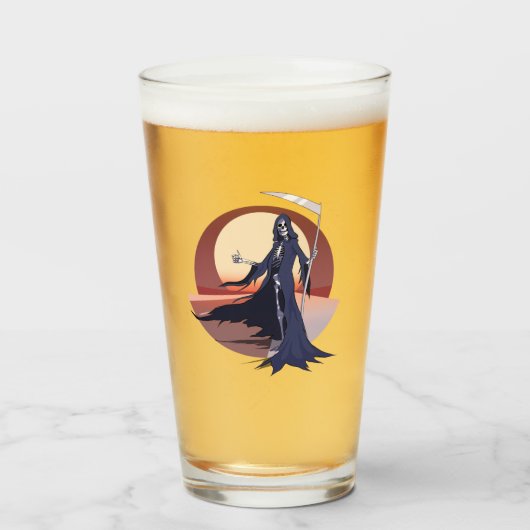 Grim Reaper Hitchhiking Glas (Voorkant gevuld)