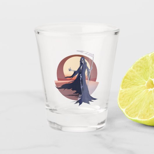 Grim Reaper Hitchhiking Shot Glas (Voorkant)