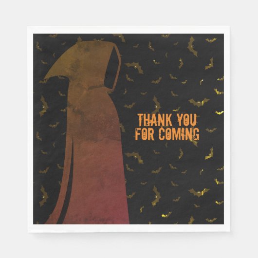 Grim Reaper Hooded Creepy Flying Bats Halloween Servet (Voorkant)