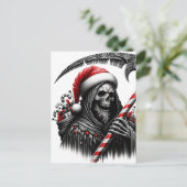 Grim Reaper Horror Kerstman Kerstmis Briefkaart (Staand voorkant)