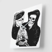 Grim Reaper Hourglass  Creepy Vierkante Klok (Hoek)