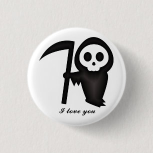 Grim Reaper Ik hou van je Death Skeleton Ronde Button 3,2 Cm