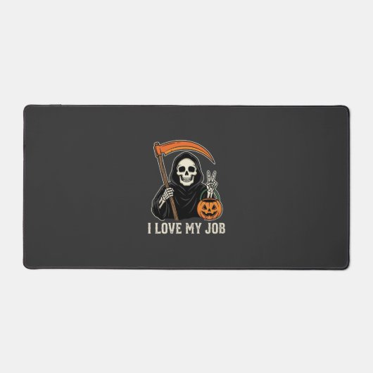 Grim Reaper Ik Hou Van Mijn Baan Halloween-ontwerp Bureaumat (Voorkant)