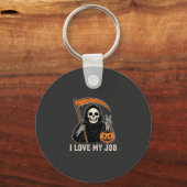 Grim Reaper Ik Hou Van Mijn Baan Halloween-ontwerp Sleutelhanger (Voorkant)
