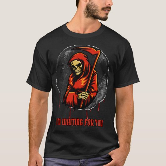 Grim Reaper "Ik wacht op jou" Dark Art T-shirt (Voorkant)