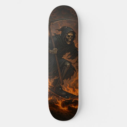 Grim Reaper in brand Persoonlijk Skateboard (Voorkant)