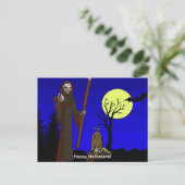 Grim Reaper in Graveyard Briefkaart (Staand voorkant)