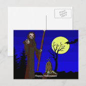 Grim Reaper in Graveyard Briefkaart (Voorkant / Achterkant)