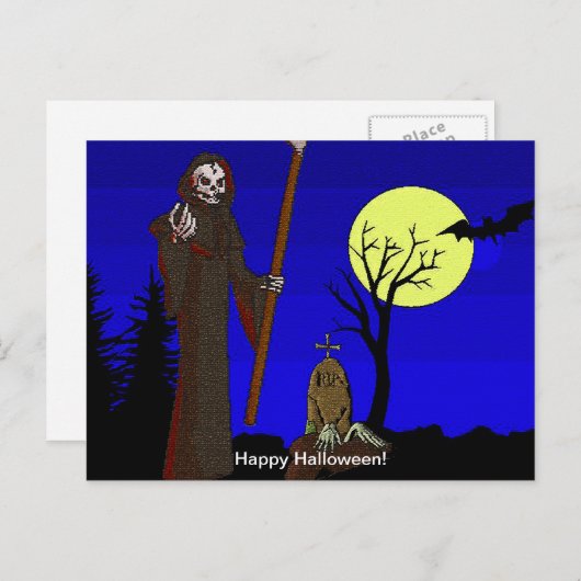 Grim Reaper in Graveyard Briefkaart (Voorkant / Achterkant)