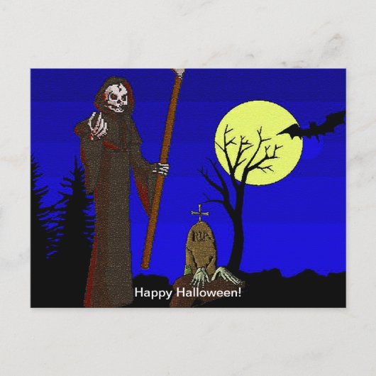 Grim Reaper in Graveyard Briefkaart (Voorkant)