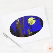 Grim Reaper in Graveyard Ovale Sticker (Envelop)