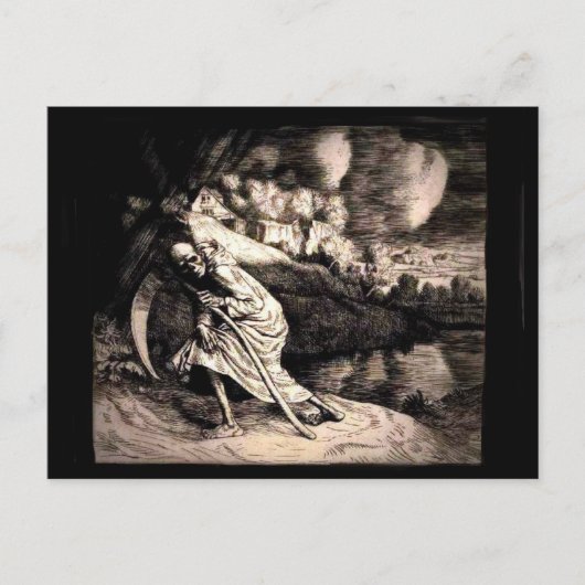 Grim Reaper in zwart briefkaart (Voorkant)