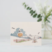 Grim Reaper Jack O' Lantern Bat Campfire Briefkaart (Staand voorkant)