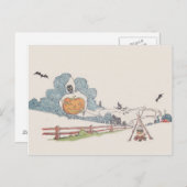 Grim Reaper Jack O' Lantern Bat Campfire Briefkaart (Voorkant / Achterkant)