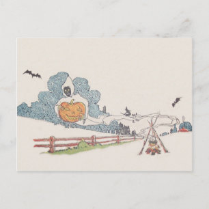 Grim Reaper Jack O' Lantern Vleermuis Kampvuur Briefkaart