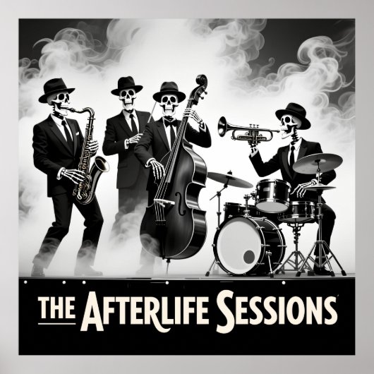 Grim Reaper Jazz Band Skeleton Musician Graphic Poster (Voorkant)