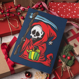 Grim Reaper Kerstmis Funny Goth Schattig Aangepast Feestdagen Kaart