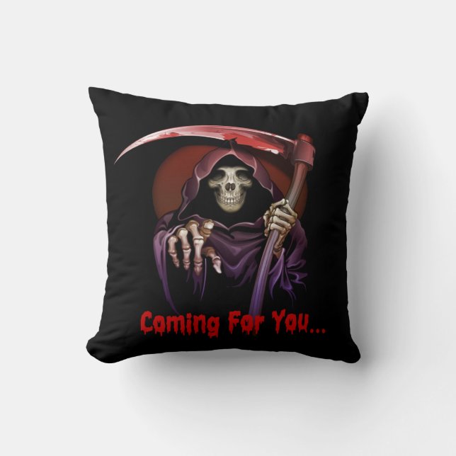 Grim Reaper komt voor je Halloween Kussen (Voorkant)