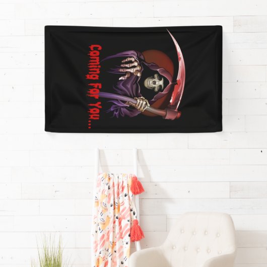 Grim Reaper komt voor je Halloween Spandoek (Insitu)
