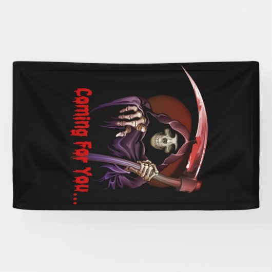Grim Reaper komt voor je Halloween Spandoek (Horizontaal)
