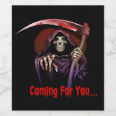 Grim Reaper komt voor je Halloween Wijn Etiket (Enkel label)