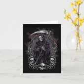 Grim Reaper Kunst Horrors Halloween Kaart (Gele Bloem)