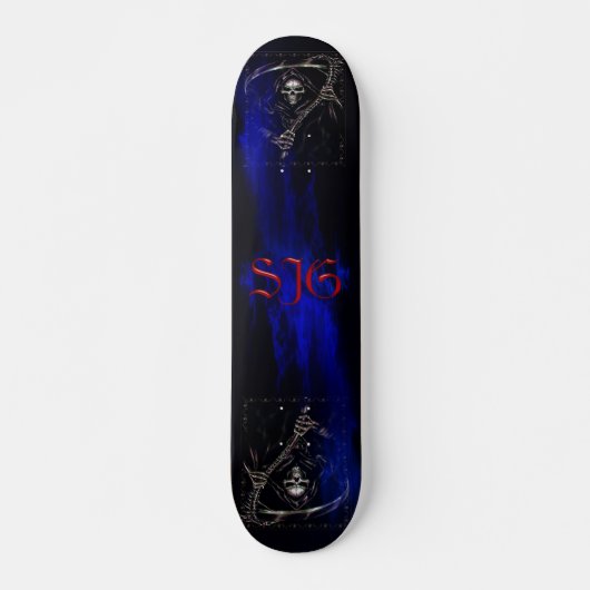 Grim Reaper met blauwe vlammen Persoonlijk Skateboard (Voorkant)