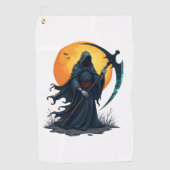 Grim Reaper met Scythe - Enge Halloween Shirt Golfhanddoek (Voorkant)