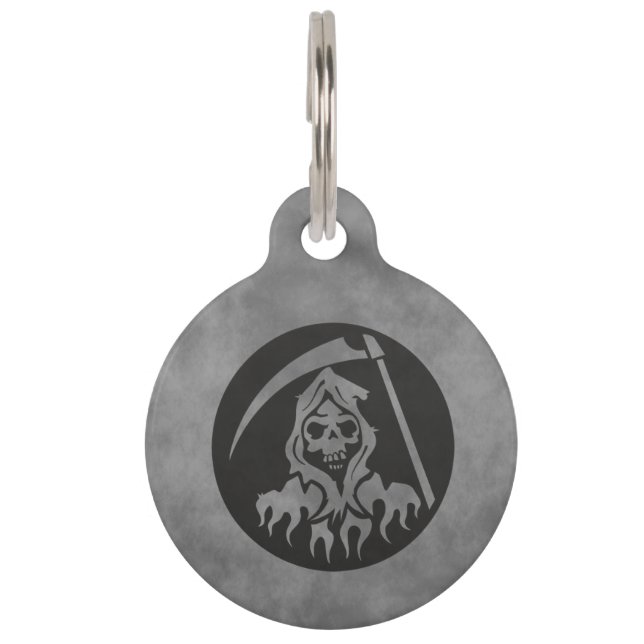 Grim Reaper met Scythe Huisdierpenning (Voorkant)