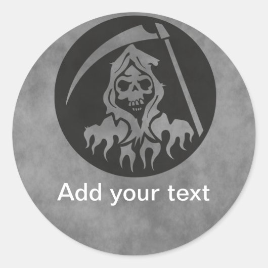 Grim Reaper met Scythe Ronde Sticker (Voorkant)